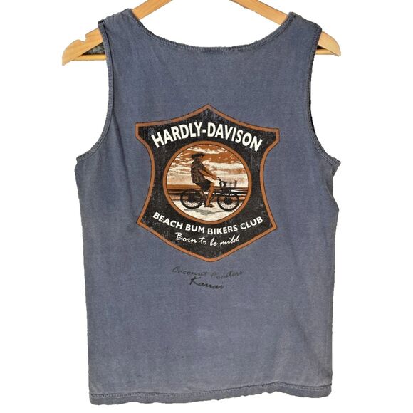 Harley Davidson Tank Top Kauai Coconut Coasters Blue Gray US Small - Picture 1 of 6